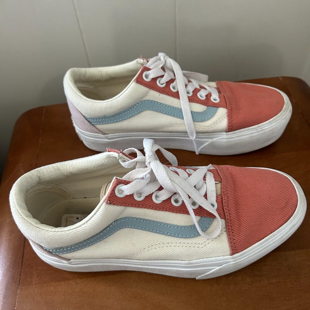 VANS Old Skool Platform Womens Pastel Color Block Shoes, Size Women's 6.5 EUC